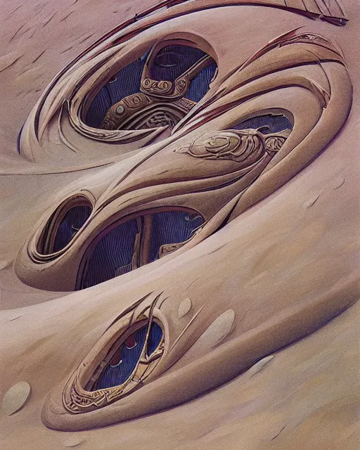 Image similar to dune by roger dean, biomechanical, 4 k, hyper detailed