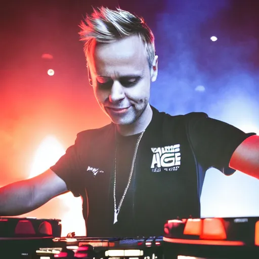 Prompt: armin van buuren behind the wheels of steel