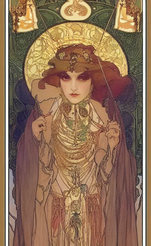Prompt: the emperor, tarot, beautiful border, by alfons maria mucha, highly detailded