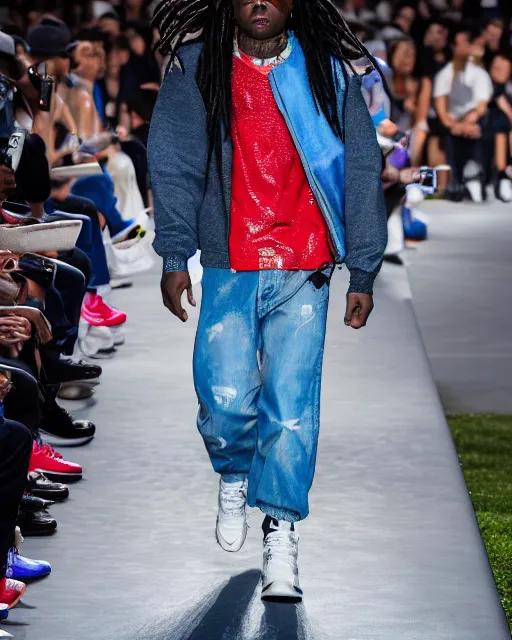 Image similar to hyperrealistic and heavy detailed 2321s POKEMON balenciaga runway show of lil wayne, Leica SL2 50mm, vivid color, high quality, high textured