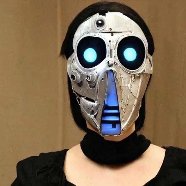 Image similar to a beautiful cyborg made of christian ceremonial maske