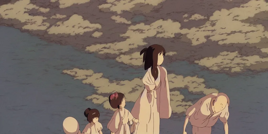 Prompt: Film still from Spirited Away (2001), evening, Studio Ghibli, Artstation