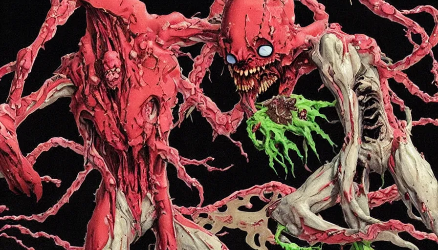 Image similar to a extremely gross disgusting and scary vile monster from neon genesis evangelion The Thing, Spawn, Horror necromorph japanese yokai kappa by Cronenberg and greg nicotero special effects