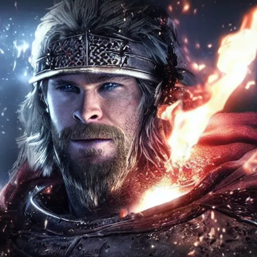 Prompt: Chris Hemsworth in Dark Souls 3