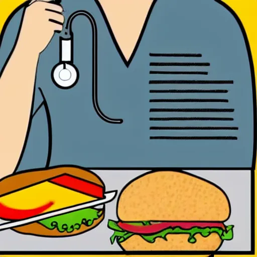 Image similar to medical diagram about a human eating a sandwich