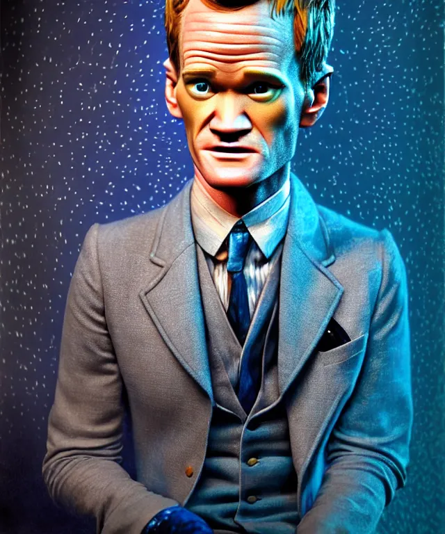 Prompt: hyperrealistic mixed media painting of Neil Patrick Harris as a jazz musician, dimly lit 1920s speakeasy, stunning 3d render inspired art by P. Craig Russell and Barry Windsor-Smith + perfect facial symmetry + dim volumetric lighting, 8k octane beautifully detailed render, post-processing, extremely hyperdetailed, intricate, epic composition, grim yet sparkling atmosphere, cinematic lighting + masterpiece, trending on artstation, very very detailed, masterpiece, stunning