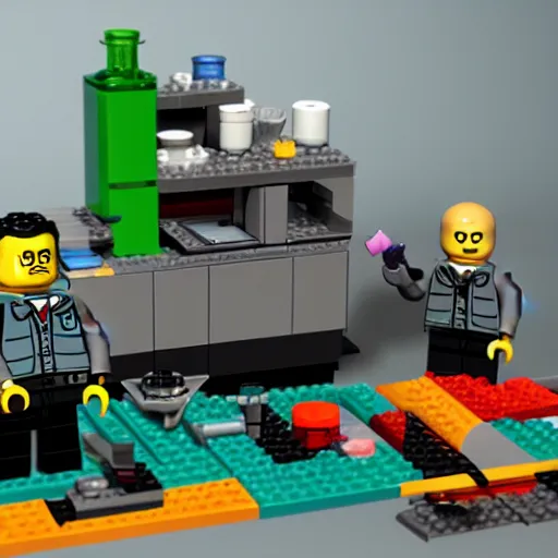 Prompt: Breaking bad lego set, realistic, ultra high detail, 8k.