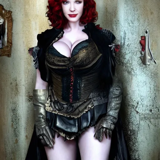 Image similar to full body photo of christina hendricks as a vampire warrior, highly detailed, 4k, HDR, award winning,