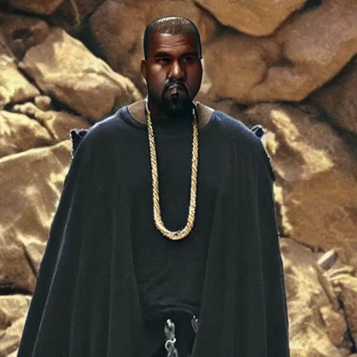 Prompt: kanye west on a quest in lord of the rings