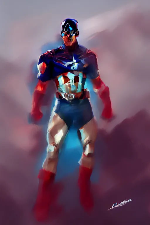 Image similar to Captain America high quality digital painting in the style of Cushart, Krenz