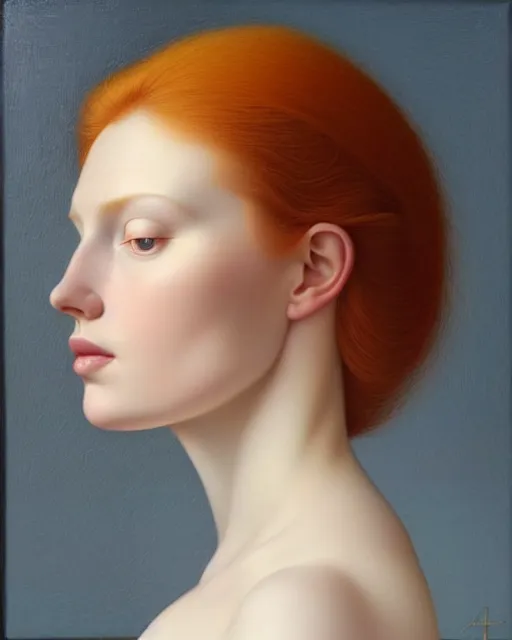 Image similar to portrait of an ethereal ginger beauty, by mary jane ansell