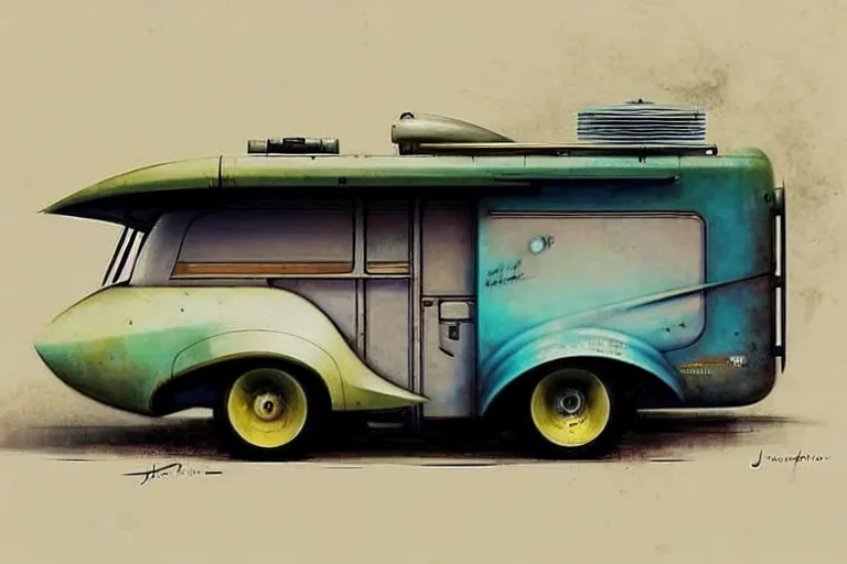 Image similar to ( ( ( ( ( 1 9 5 0 s retro science fiction rv ratrod camper. muted colors. ) ) ) ) ) by jean - baptiste monge!!!!!!!!!!!!!!!!!!!!!!!!!!!!!!