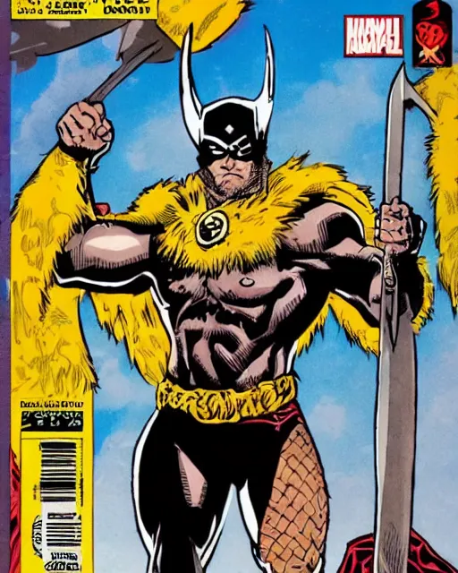 Prompt: a viking superhero in the style of alan davis