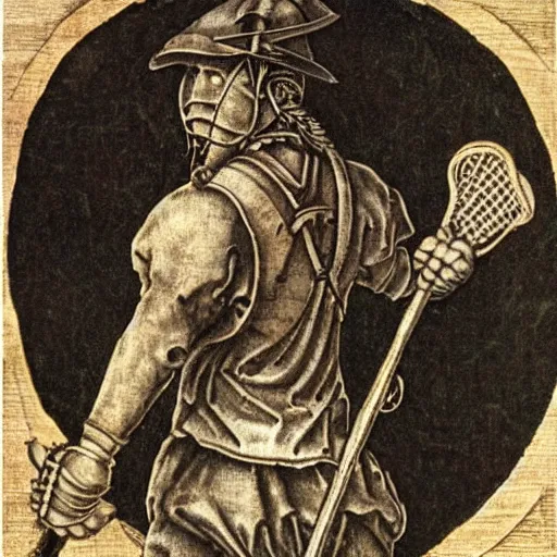 Image similar to lacrosse player, highly detailed, 8k, intricate, Albrecht Durer style H 1920