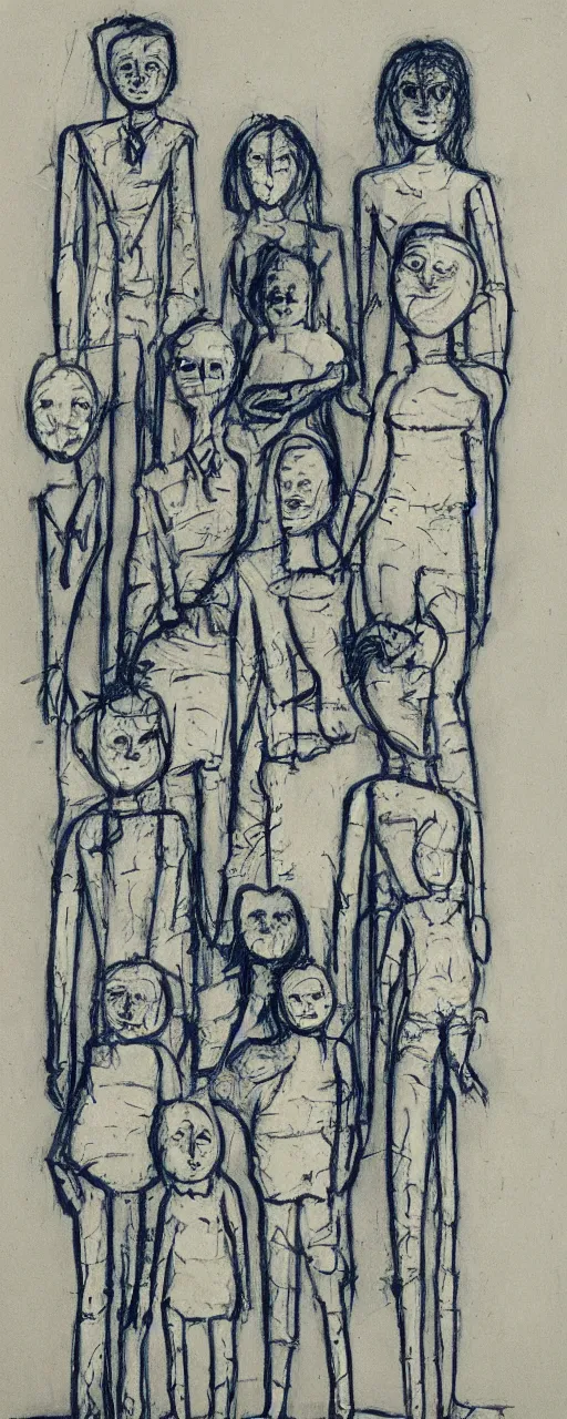 Prompt: blueprint of a family, by bernard buffet and stephen gammell and emil nolde, 8 k, trending on artstation