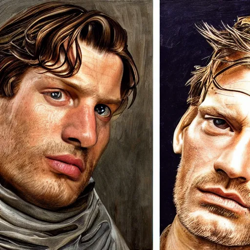 Image similar to high quality high detail painting by lucian freud, hd, jaime lannister