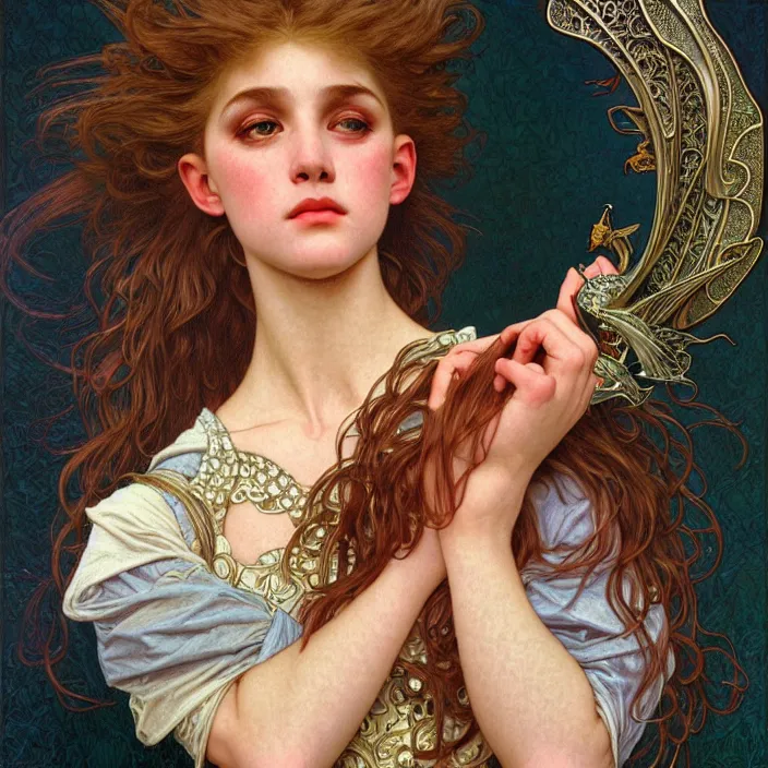 Image similar to 1990s school photo, diffuse lighting, fantasy, intricate, elegant, highly detailed, lifelike, photorealistic, digital painting, artstation, illustration, concept art, smooth, sharp focus, art by John Collier and Albert Aublet and Krenz Cushart and Artem Demura and Alphonse Mucha