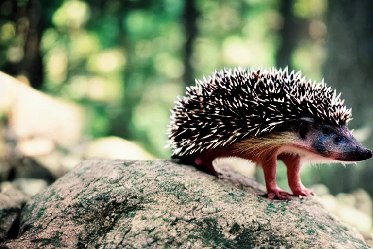 Prompt: a photo of a zekrom hedgehog in its natural habitat, kodak ektachrome e 1 0 0 photography