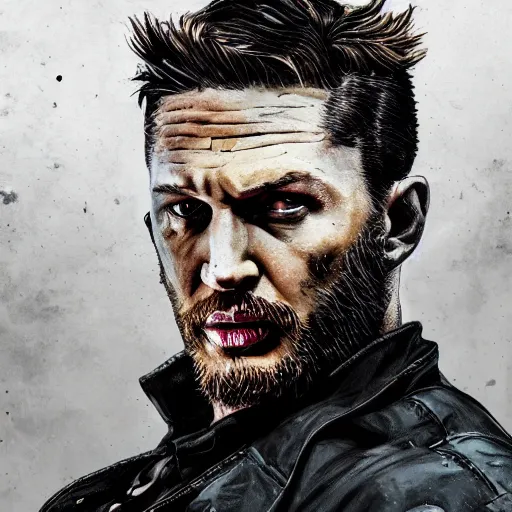 Image similar to Tom Hardy in wolverine suit Digital art 4K quality Photorealism