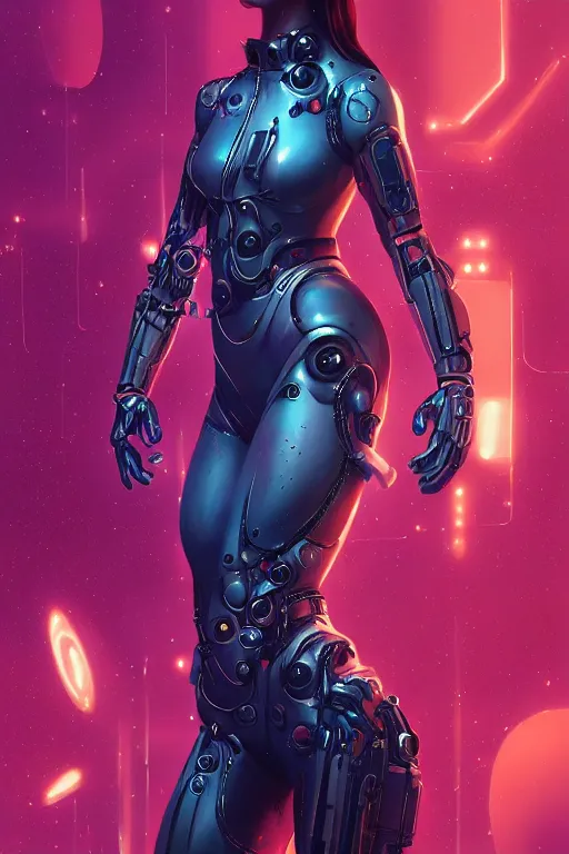 Image similar to portrait of a futuristic cosmonaut girl with biomechanical parts by Artgerm and Greg Rutkowski , néon light, digital painting, highly detailed, trending on artstation