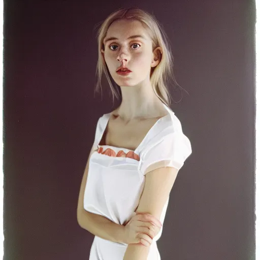 Image similar to realistic photoshoot for a new new balance lookbook, color film photography, portrait of a beautiful person, in style of Addy Campbell, 35mm, graflex