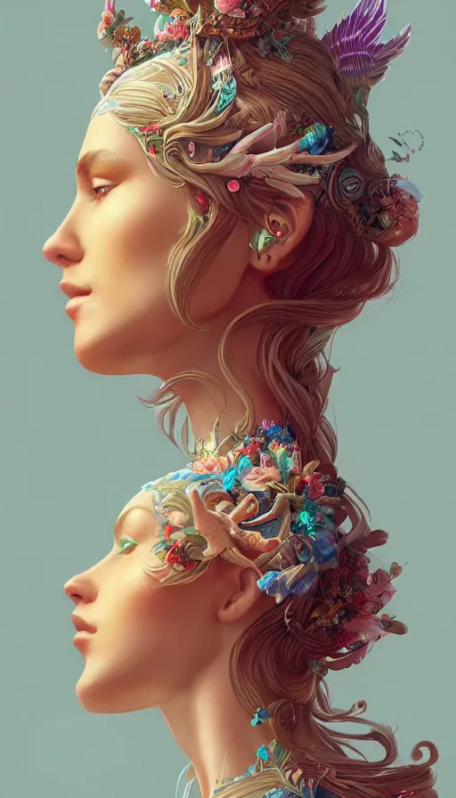 Prompt: a beautiful goddesses, profile, full body, universe, dream, highly detailed, digital painting, refreshing, trending on artstation, octane render, illustration by james jean