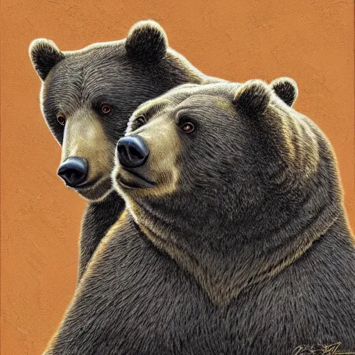 Image similar to 3 bears, highly detailed, portrait painting, illustration by scott gustafson