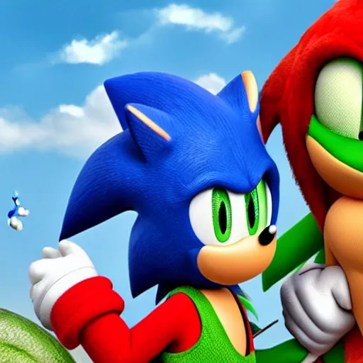 Image similar to Yoshi and Sonic starring in the hit comedy film Dumb-and-Dumber