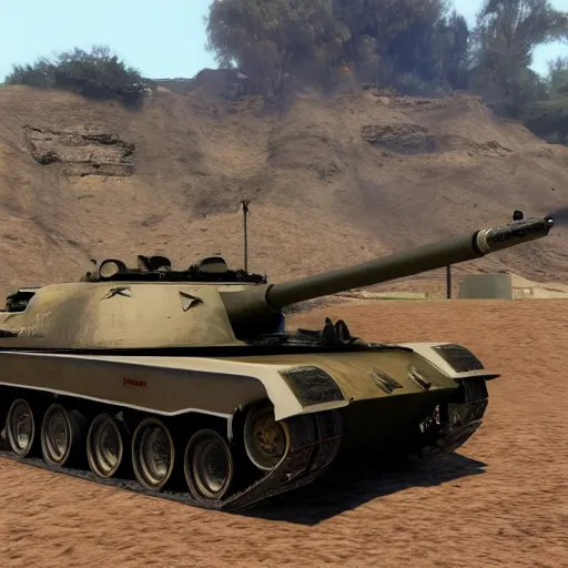 Prompt: a testarossa shoot by a tank in battlefield 4 on golmud railway map