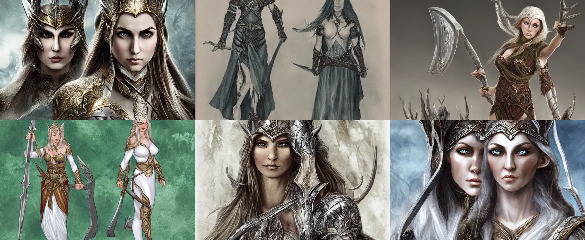 Prompt: an elven woman warrior, white