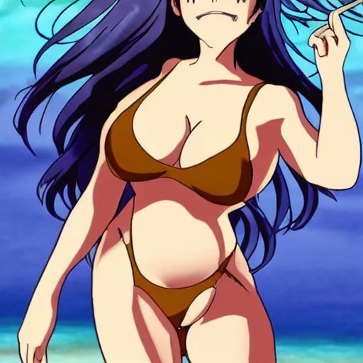 Prompt: danny devito wearing a bikini in the style of anime