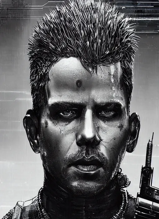 Image similar to cyberpunk military indian ( blade runner 2 0 4 9, dystopian, cyberpunk 2 0 7 7 character design ), advanced warfare, attractive face. portrait by james gurney and laurie greasley and yoji shinkawa, digital art. cinematic composition, hyper realism, realistic proportions, anatomy, dramatic lighting, photorealistic, high detail, 4 k