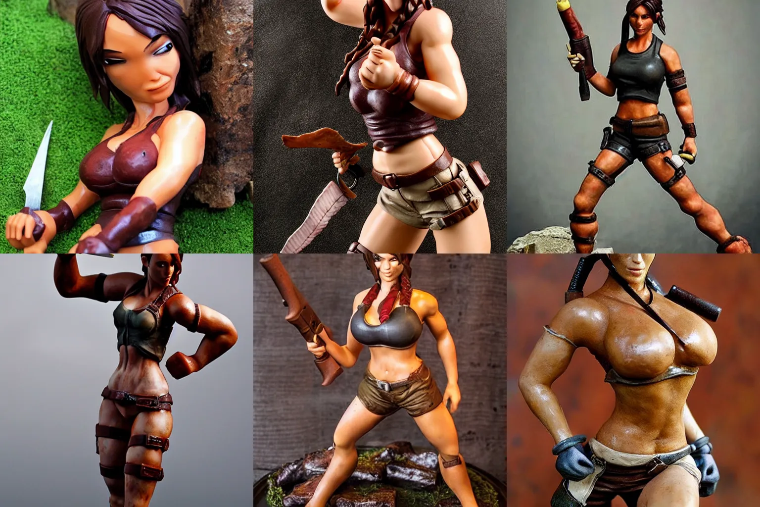 Prompt: A meat sculpture of Lara Croft, high quality, photo