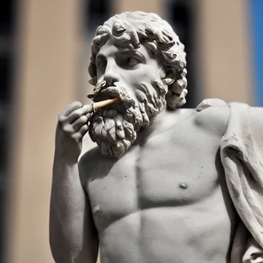 Image similar to a greek statue smoking a blunt