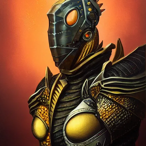 Prompt: Lofi BioPunk portrait dragon knight wearing black and gold plate armor Pixar style by Tristan Eaton Stanley Artgerm and Tom Bagshaw