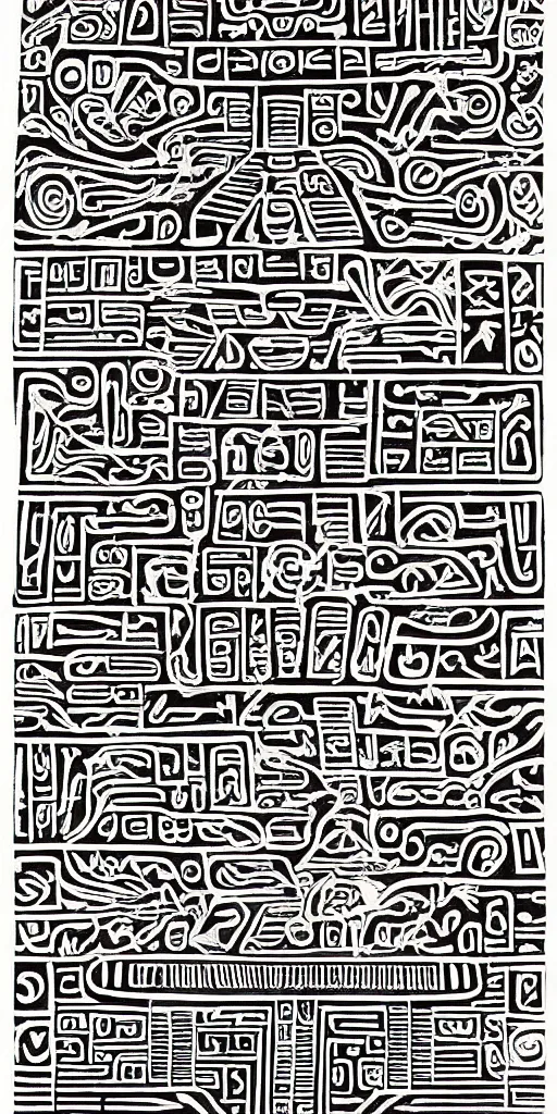 Image similar to mayan hieroglyph blueprints to a spaceship