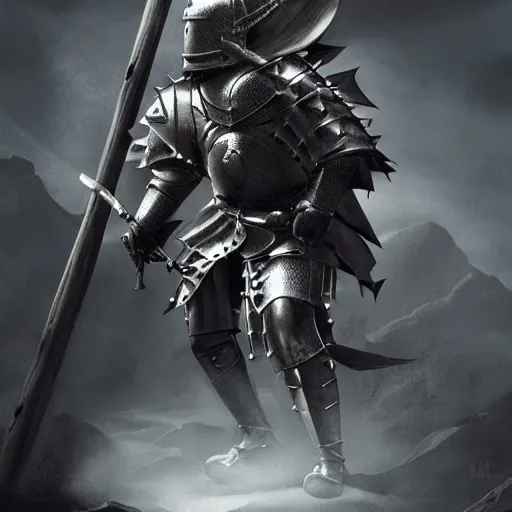 Prompt: knight with spiky armour and a medieval flail highly detailed, dramatic lighting, cinematic, 4k