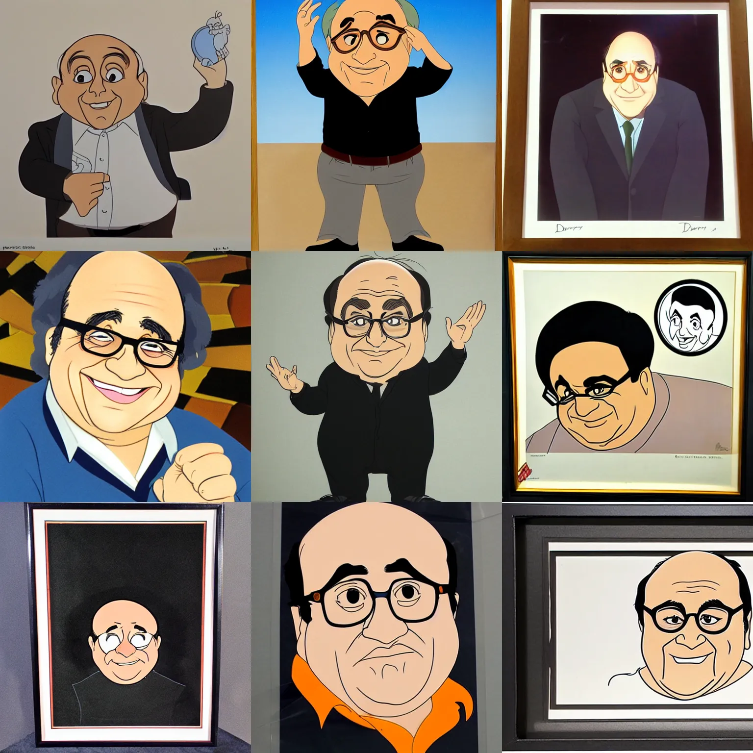 Prompt: danny devito, cartoon animation cel,