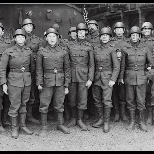 Image similar to world war 2 portrait photo, full body, of a single warhammer 4 0 k space marine posing with troops at bastogne, rosenthal, baltermants, kerlee, vaccaro