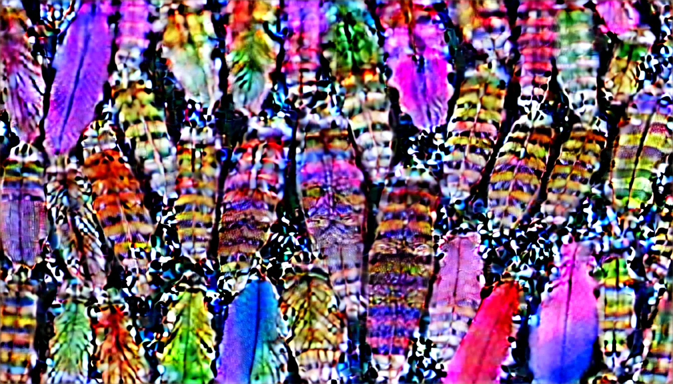 Prompt: multifaceted detailed insects eyes ,reflect in a realistic beautiful human face, surrounded by fabrics covered in iridescent feathers glinting , emerging hands and beautiful women’s and men screaming laughing and crying face ,biodiversity all round , full colour , upscale , 8k