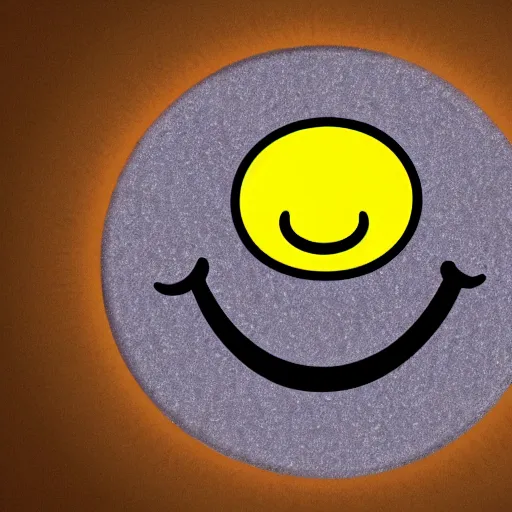 Prompt: circular yellow smiling cartoon face licking itself, very happy, YUMMYS CALLS
