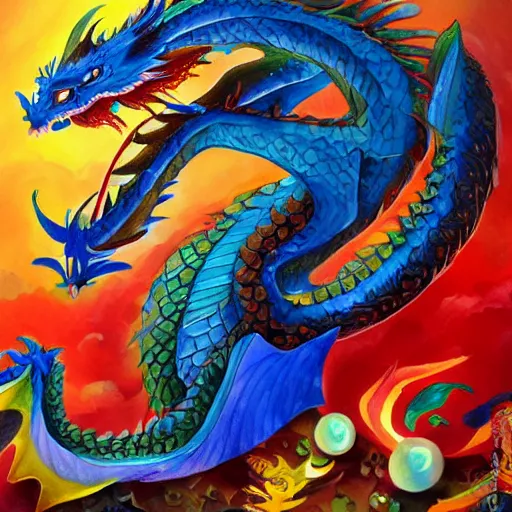 Prompt: Amazing dragon artwork, Traditional Chinese Parade with Dragon Kandinsky, Picasso, Artgerm