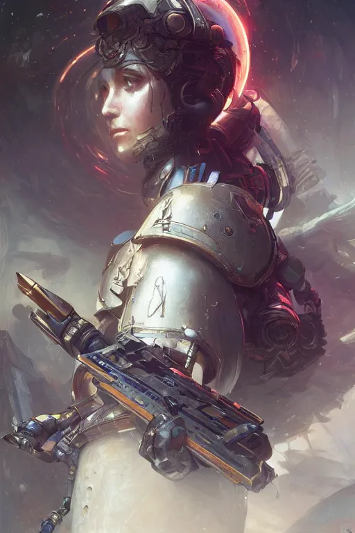 Image similar to Ultra realistic illustration, space marine, cyberpunk,sci-fi, fantasy, intricate, elegant, highly detailed, digital painting, artstation, concept art, smooth, sharp focus, illustration, art by artgerm and greg rutkowski and alphonse mucha