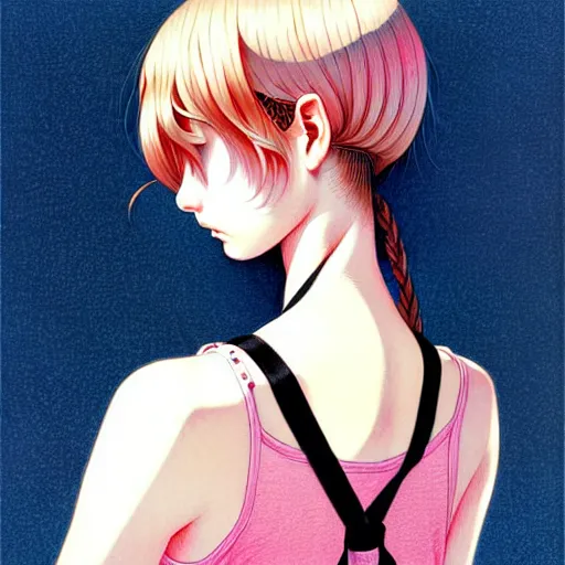 Image similar to richly detailed color  illustration of a dainty pretty young woman wearing a tank top, 'Southern Death Cult' is the theme, very soft shadowing, smooth textures, large scale image. art by Range Murata.