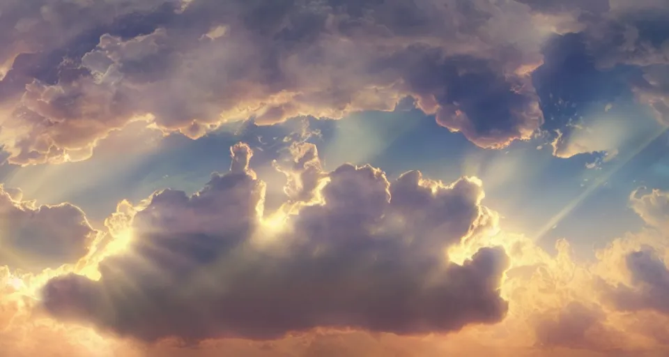 Prompt: heaven with angels floating on clouds god rays, b, trending on artstation, 8 k