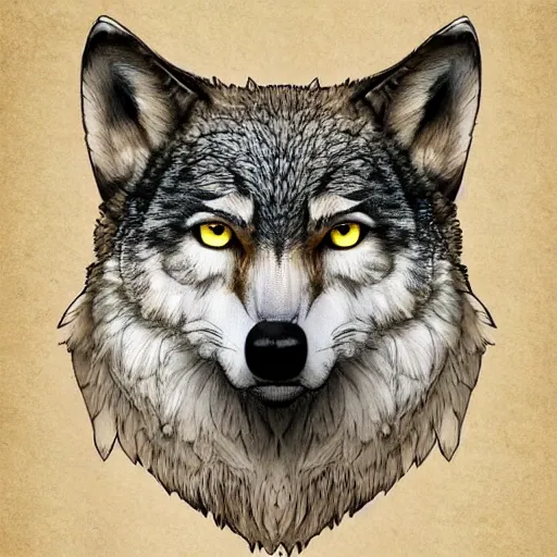 Prompt: ( ( ( wolf ) ) ) with the head of an owl, animal reference sheet, featured on artstation