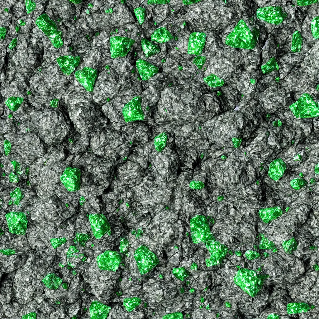 Image similar to long green crystals sticking out of the rock surface, detailed ground terrain albedo texture, flat, 2 d texture, seamless