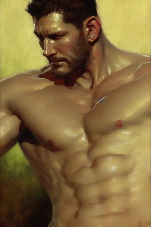 Image similar to chris redfield, painting by gaston bussiere, craig mullins, j. c. leyendecker, tom of finland