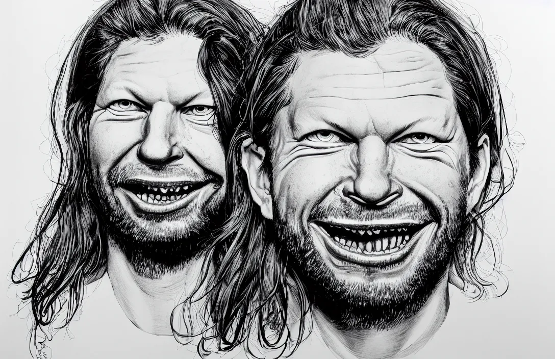 Image similar to aphex twin portrait, in the style of kim jung gi