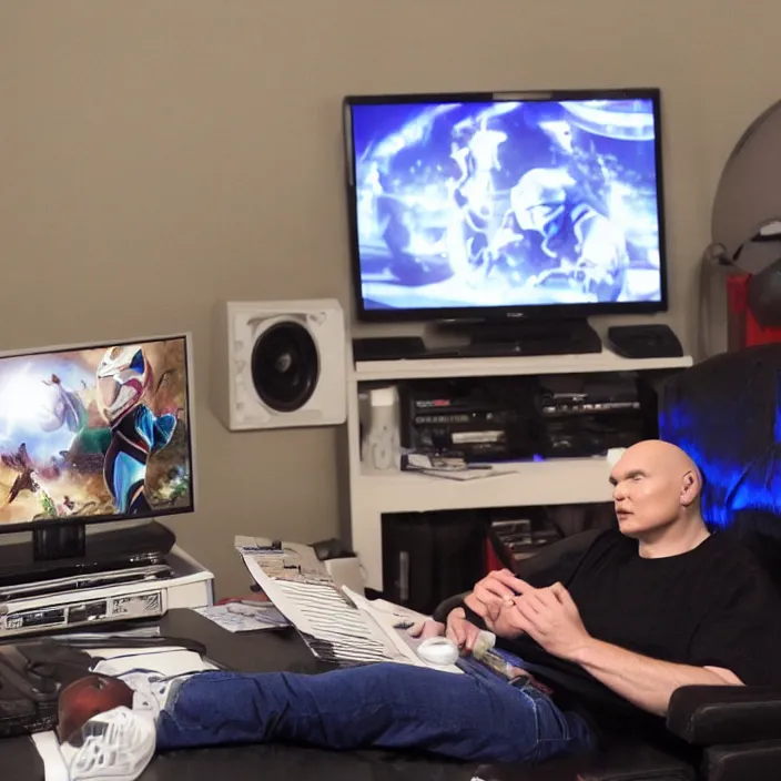 Prompt: billy corgan watching might morphing power rangers on high definition television while writing music for a theatrical adaptation of the show